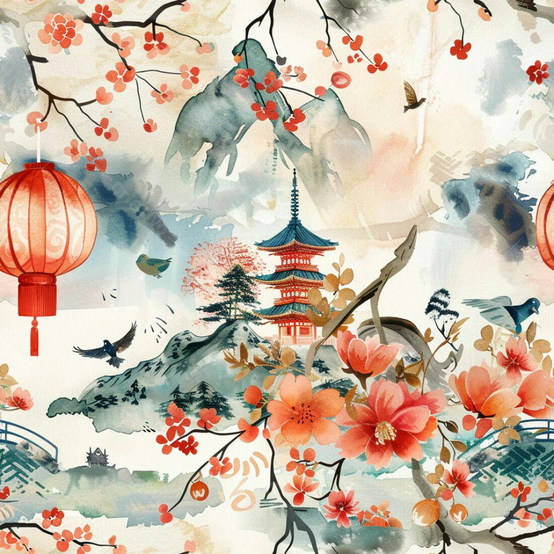 Textura paisagem japonesa para papel de parede