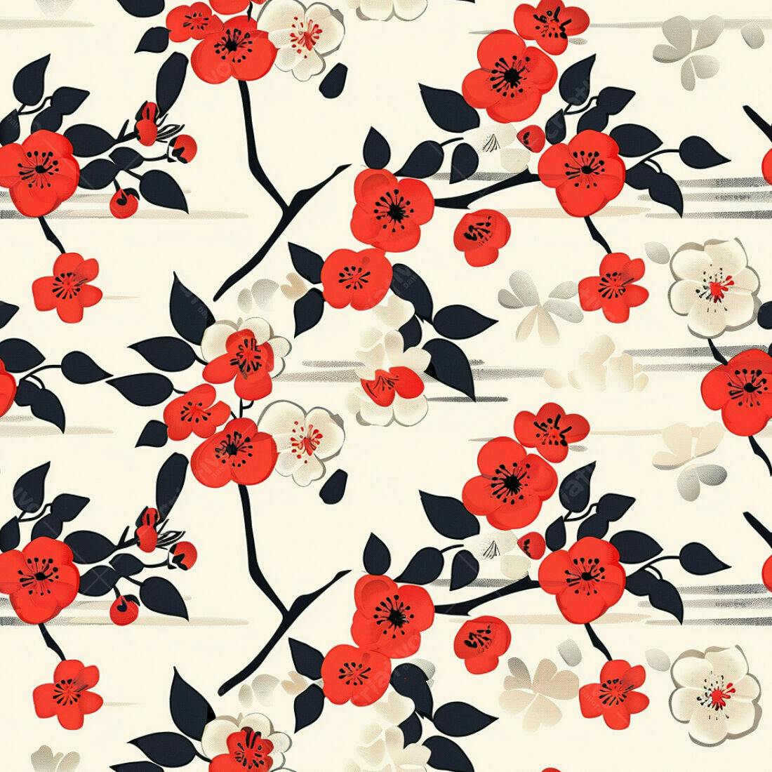 Textura floral vermelho e branco para papel de parede