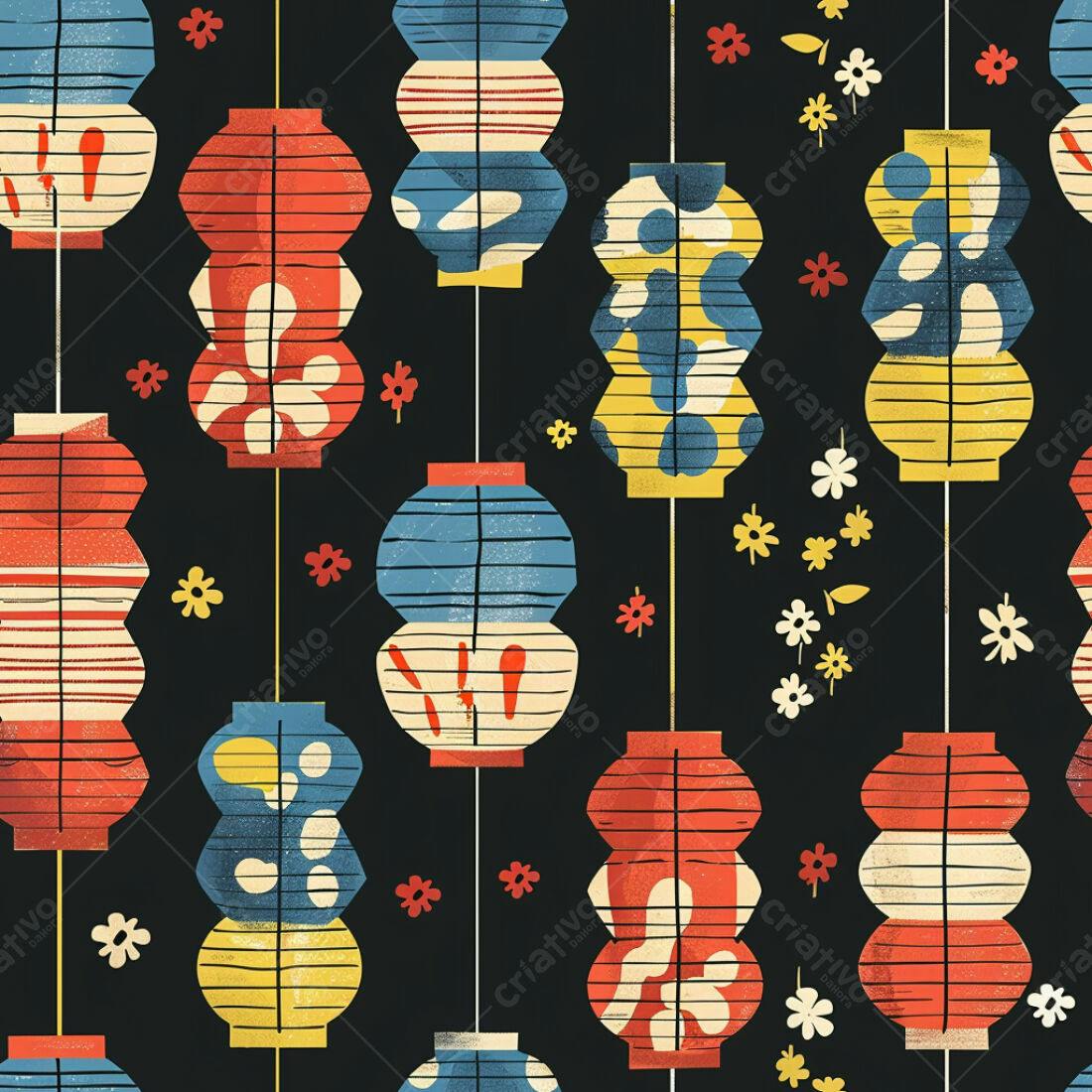 Textura Lanternas Japonesas para Fundo