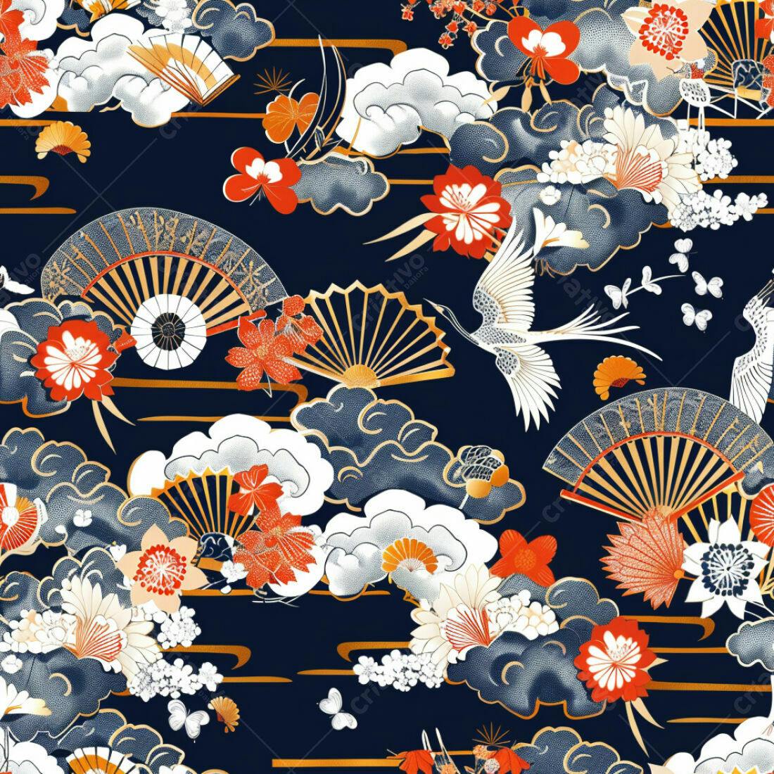 Textura floral japonesa para papel de parede