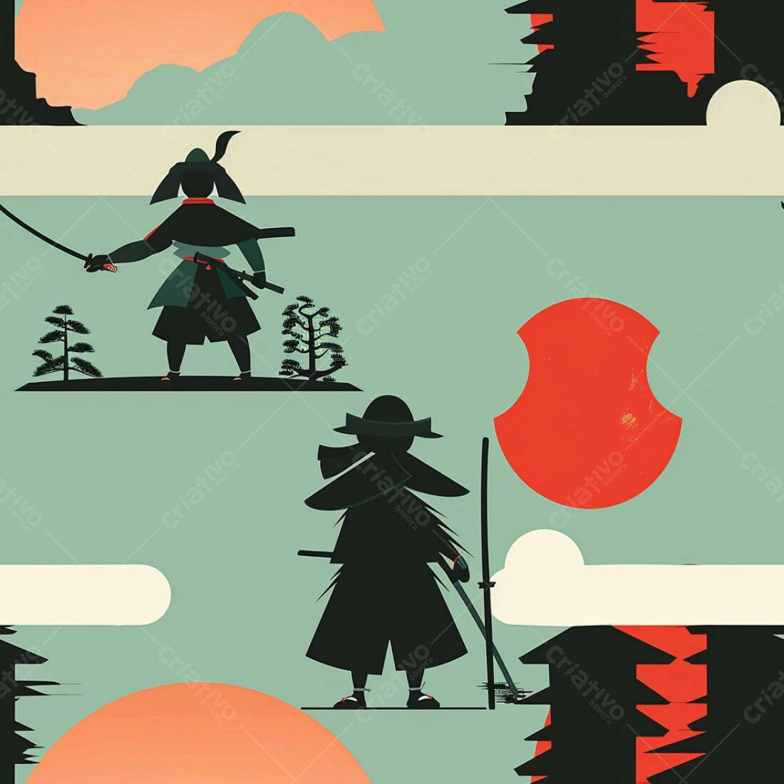 Textura Samurai Japonês para Fundo