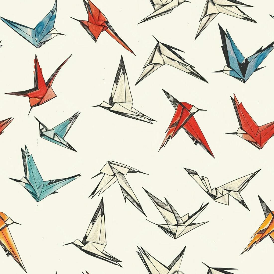 Textura pássaros origami para papel de parede