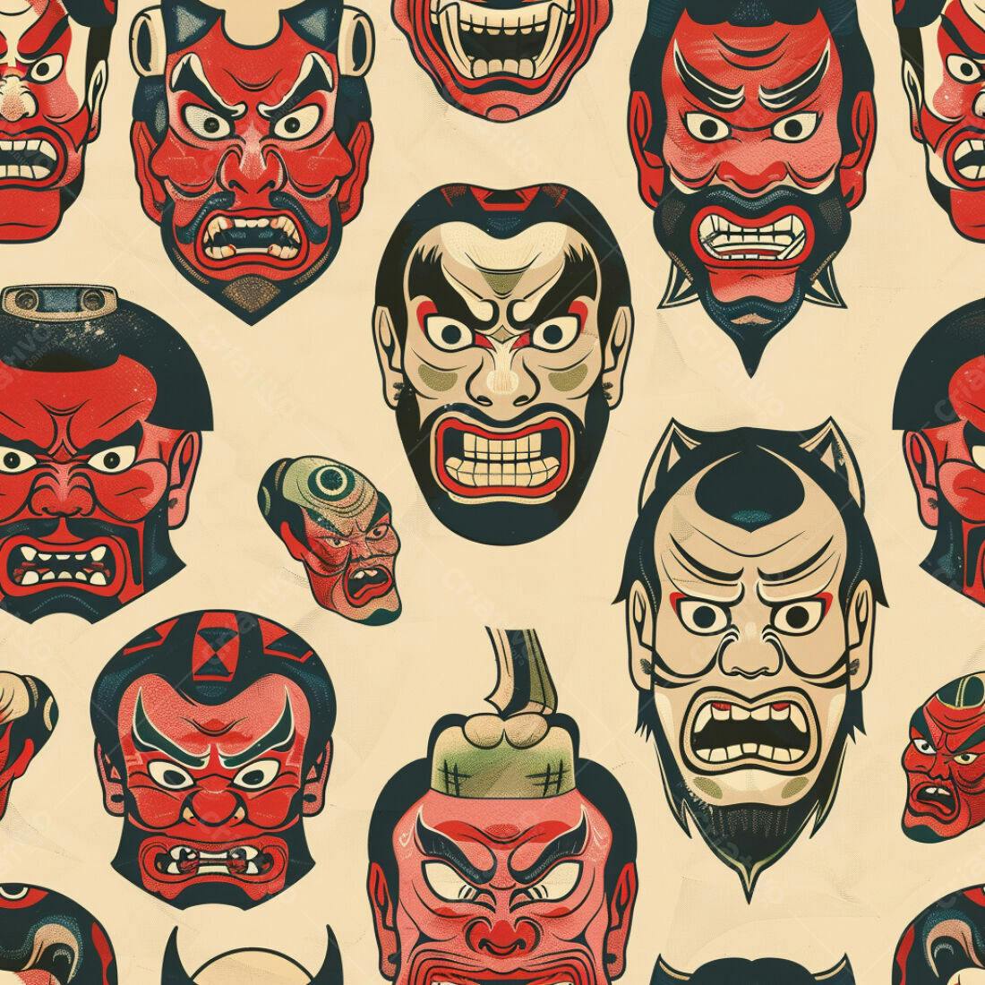 Textura Máscaras Oni para Fundo Japonês