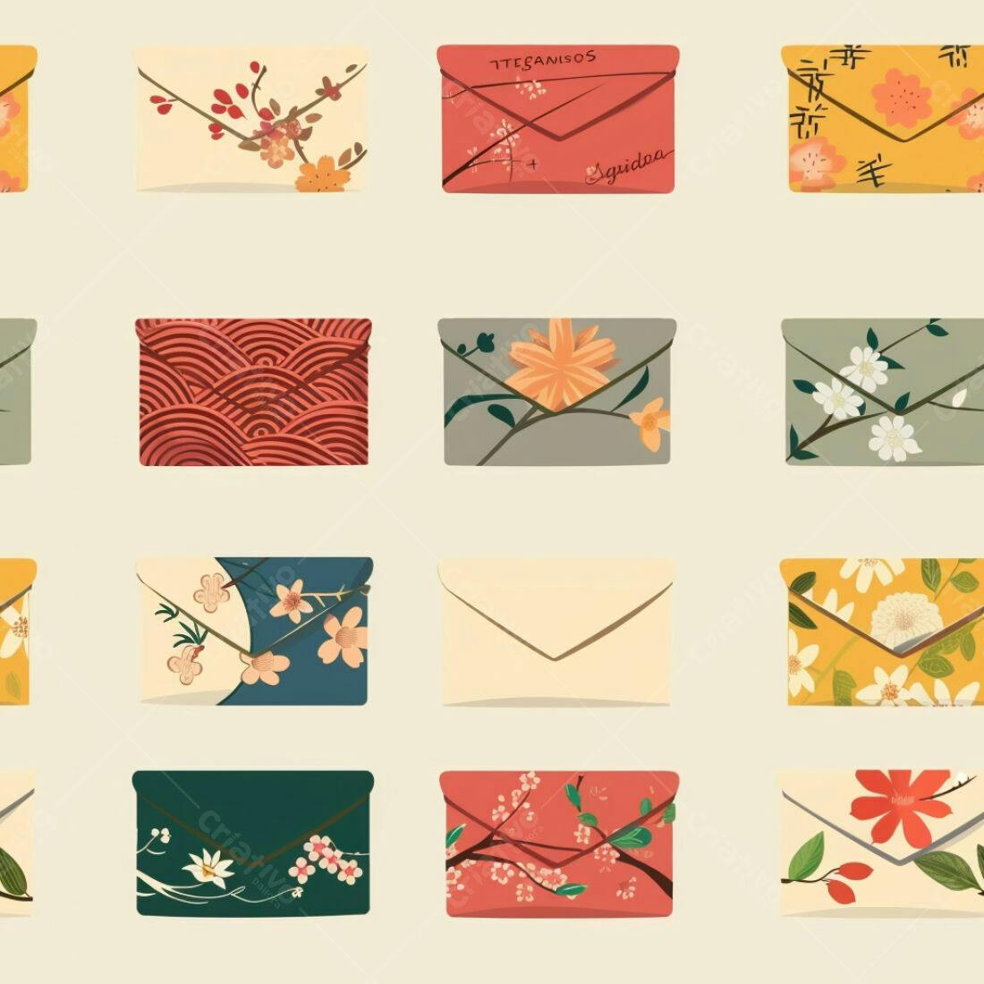Textura Envelope Floral para Papel de Parede