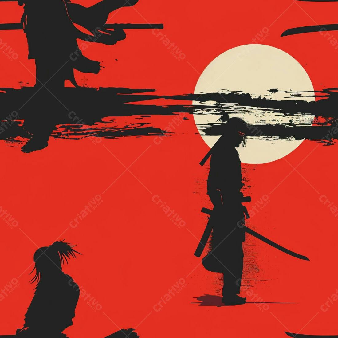 Textura Samurai Vermelho para Papel de Parede