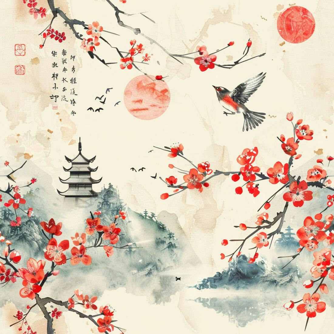 Textura paisagem japonesa para papel de parede