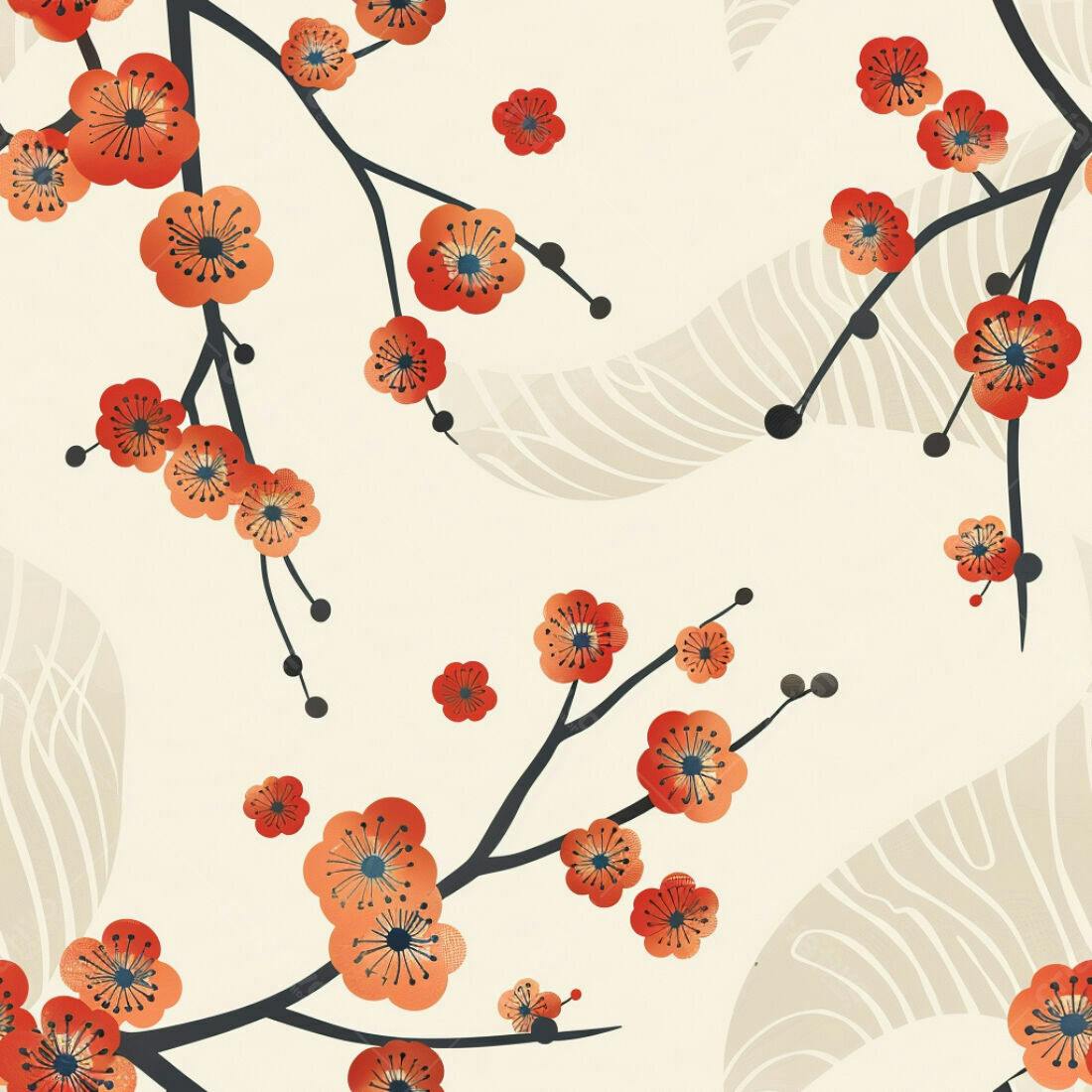 Textura Flores Cerejeira para Papel de Parede