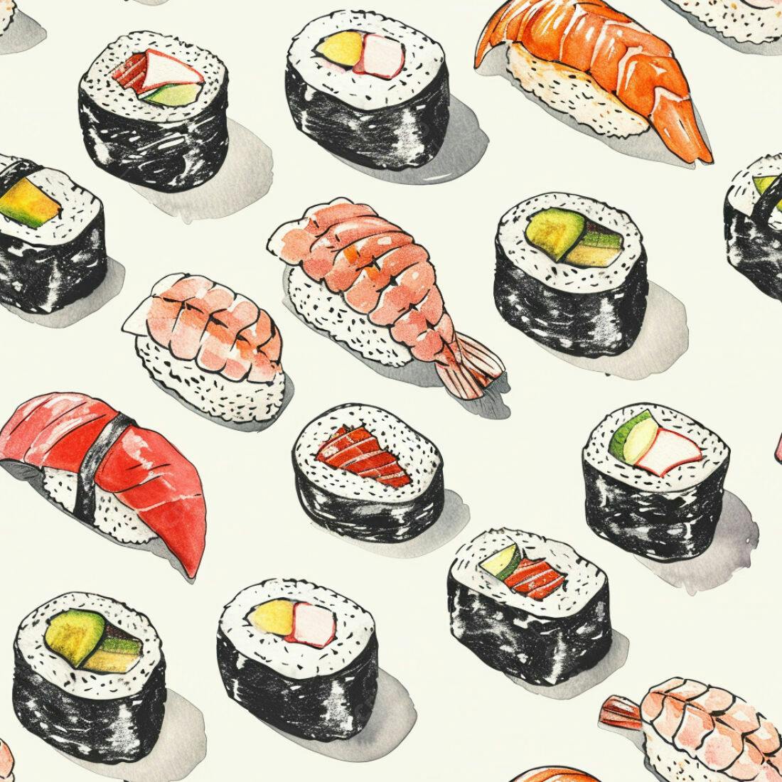 Textura Sushi colorida para fundo