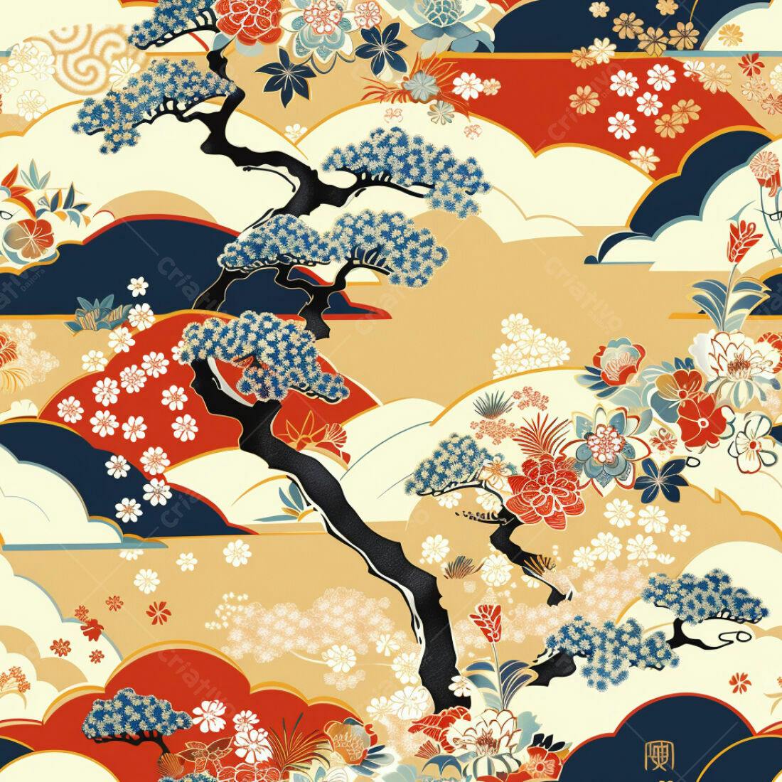 Textura floral japonesa para papel de parede