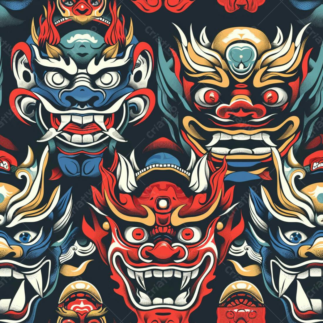 Textura Máscaras Asiáticas para Fundo