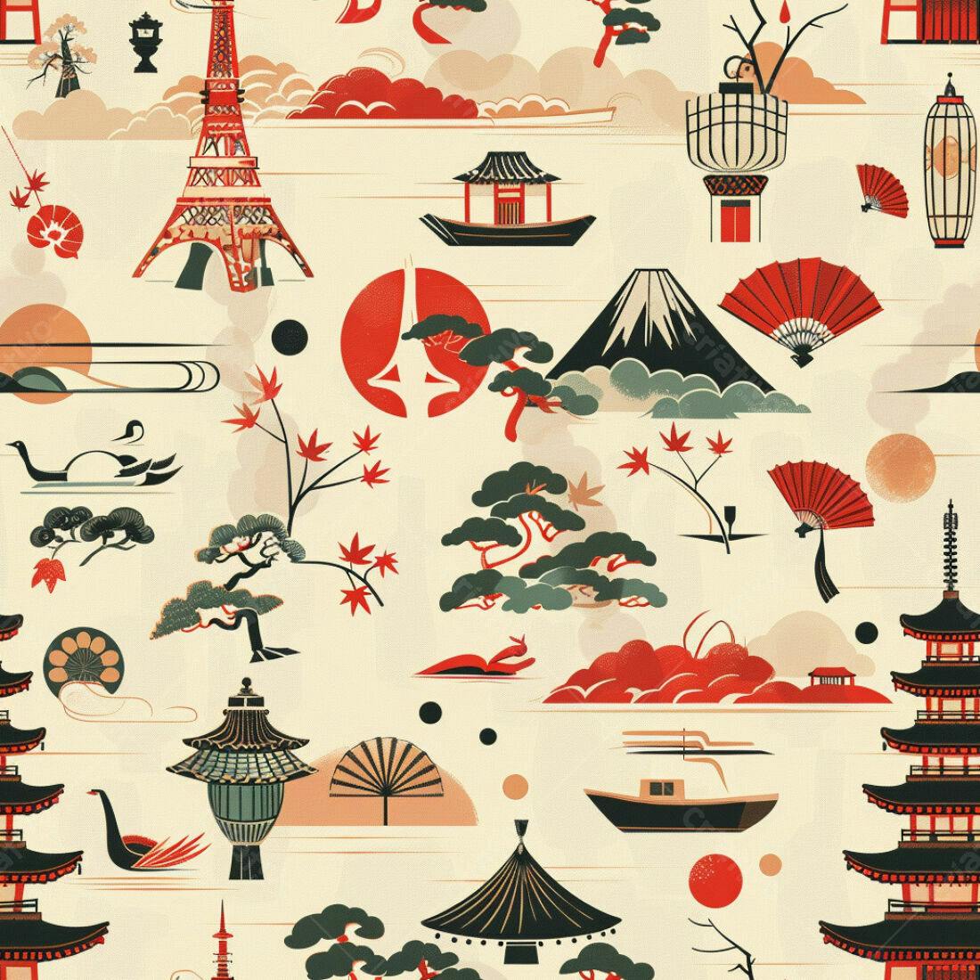 Textura Padrão Japonês para Fundo