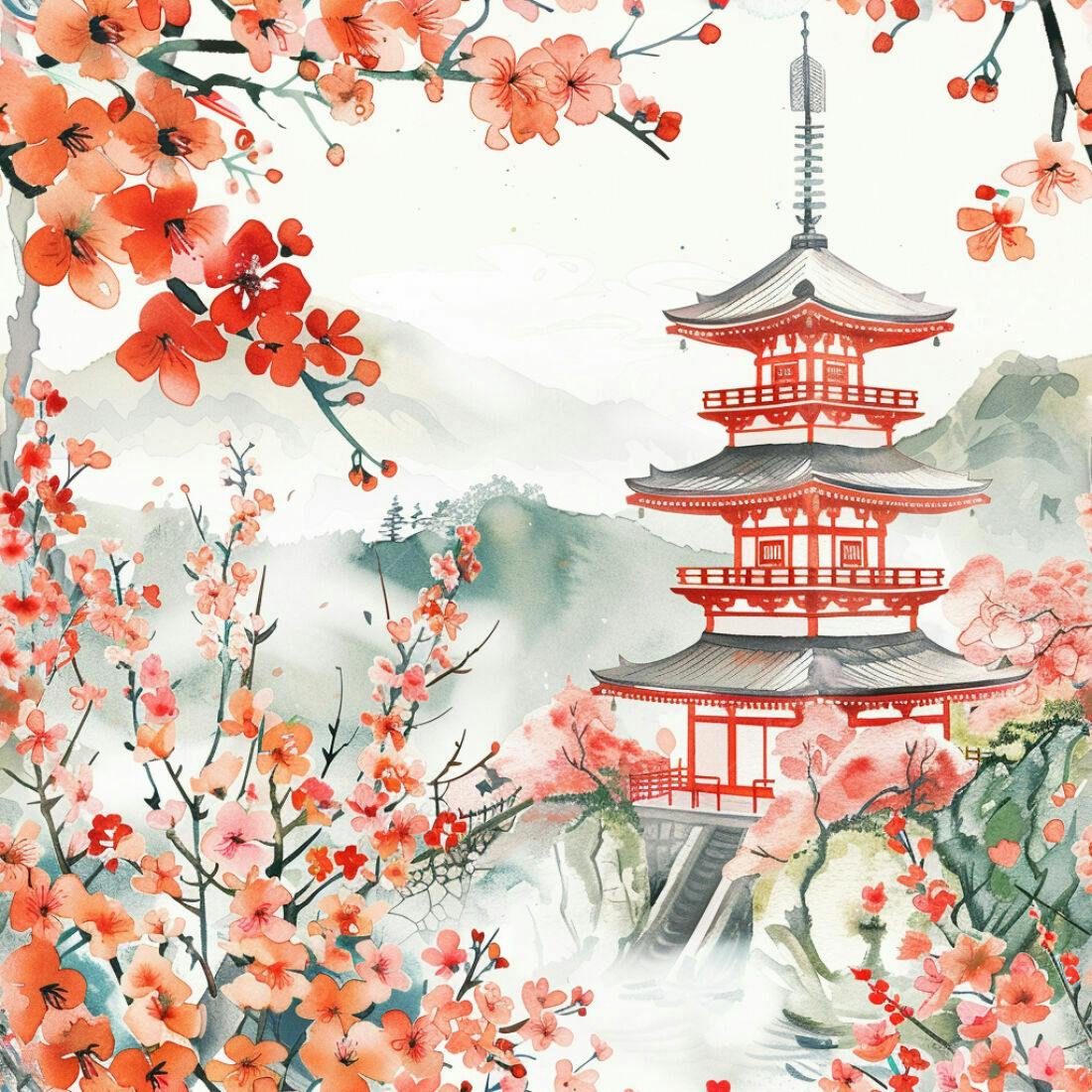 Textura paisagem japonesa para papel de parede