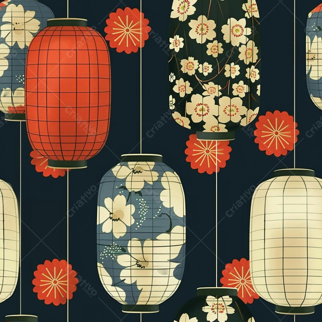 Textura Papel de Parede Lanternas Japonesas para Fundo