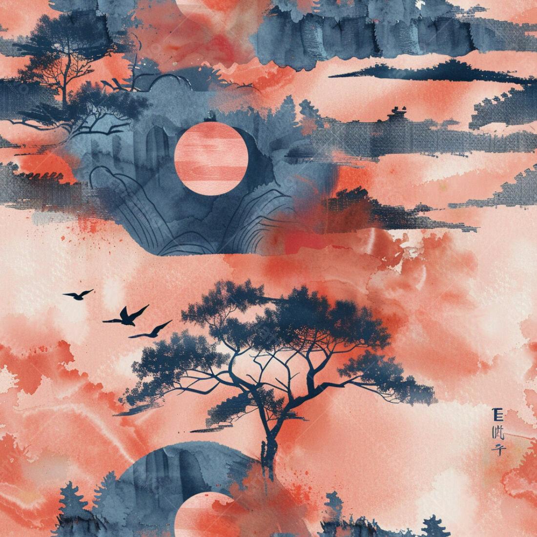 Textura paisagem japonesa para papel de parede
