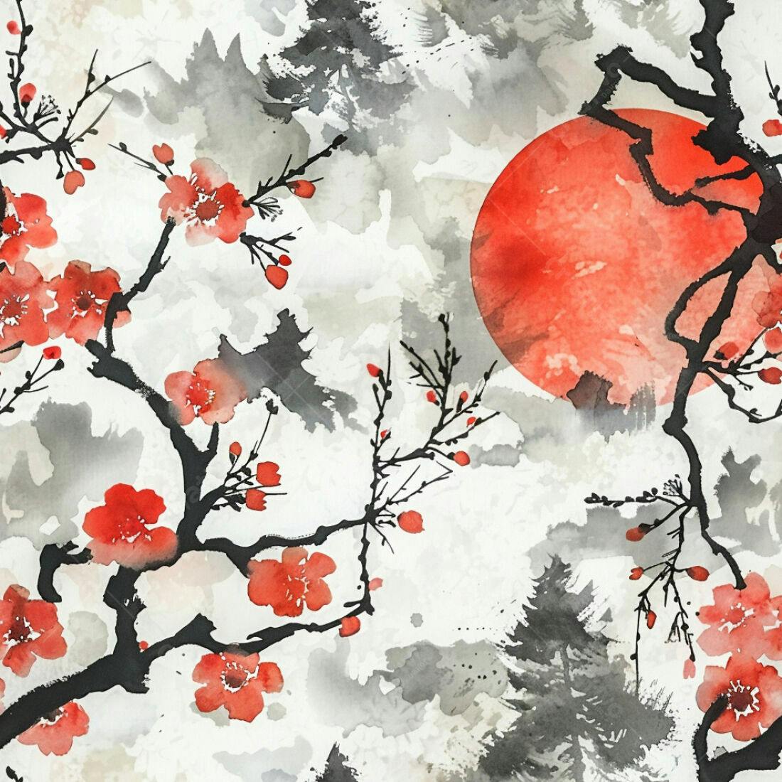 Textura aquarela flores cerejeira para fundo