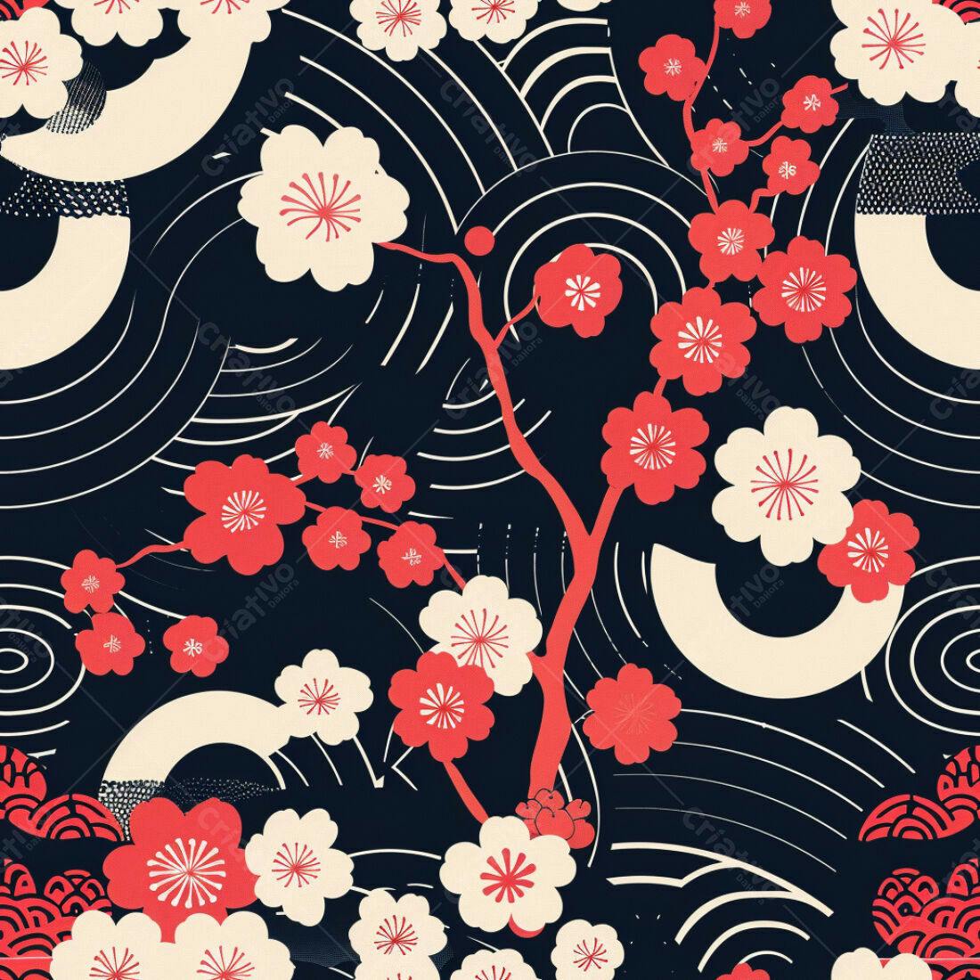 Textura floral japonesa para fundo