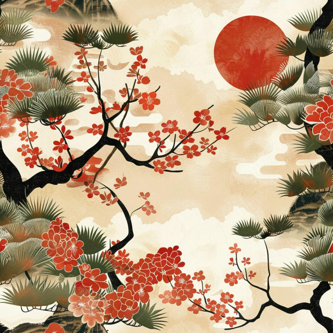Textura floral japonesa para fundo