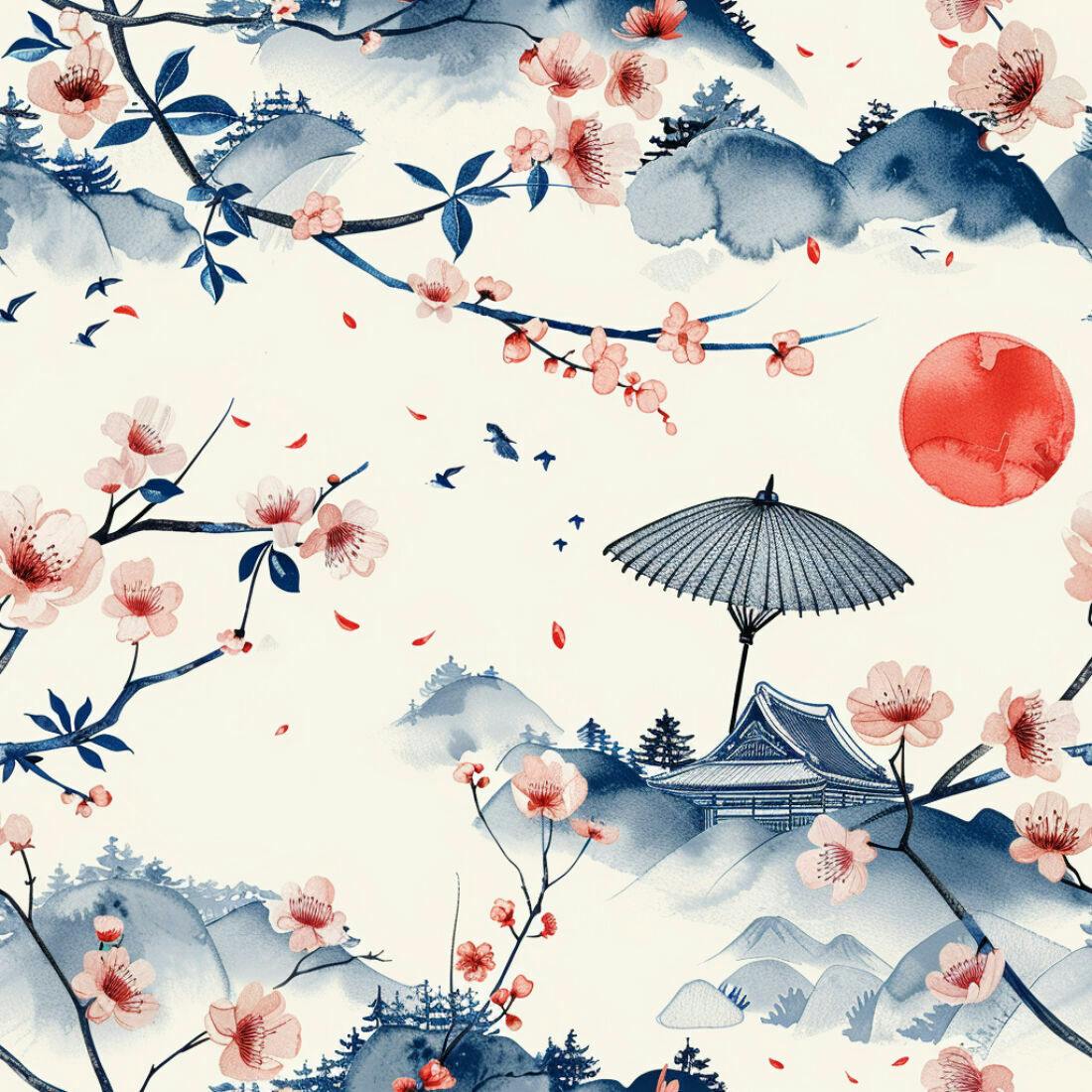 Textura floral japonesa para papel de parede