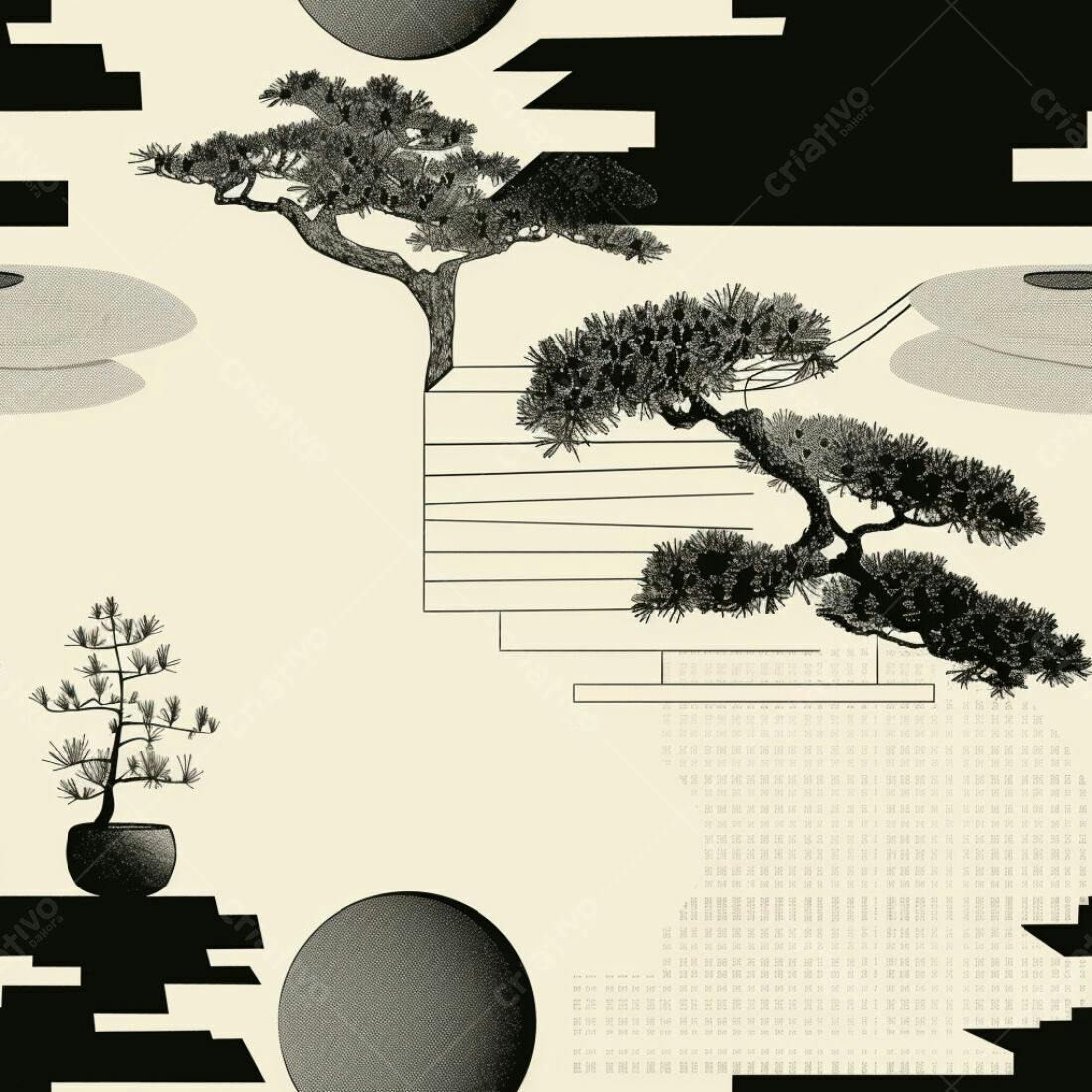 Textura Bonsai Preto e Bege para Fundo