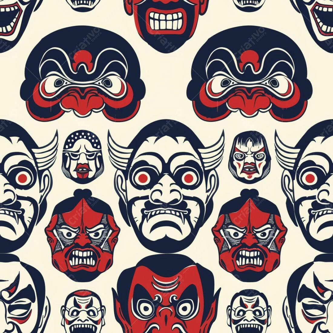 Textura Máscaras Japonesas para Fundo