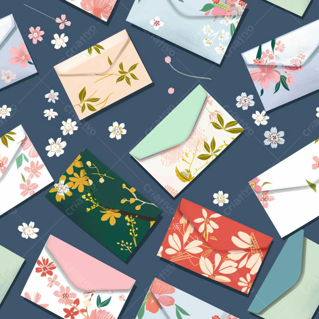 Textura Floral Envelopes para Papel de Parede