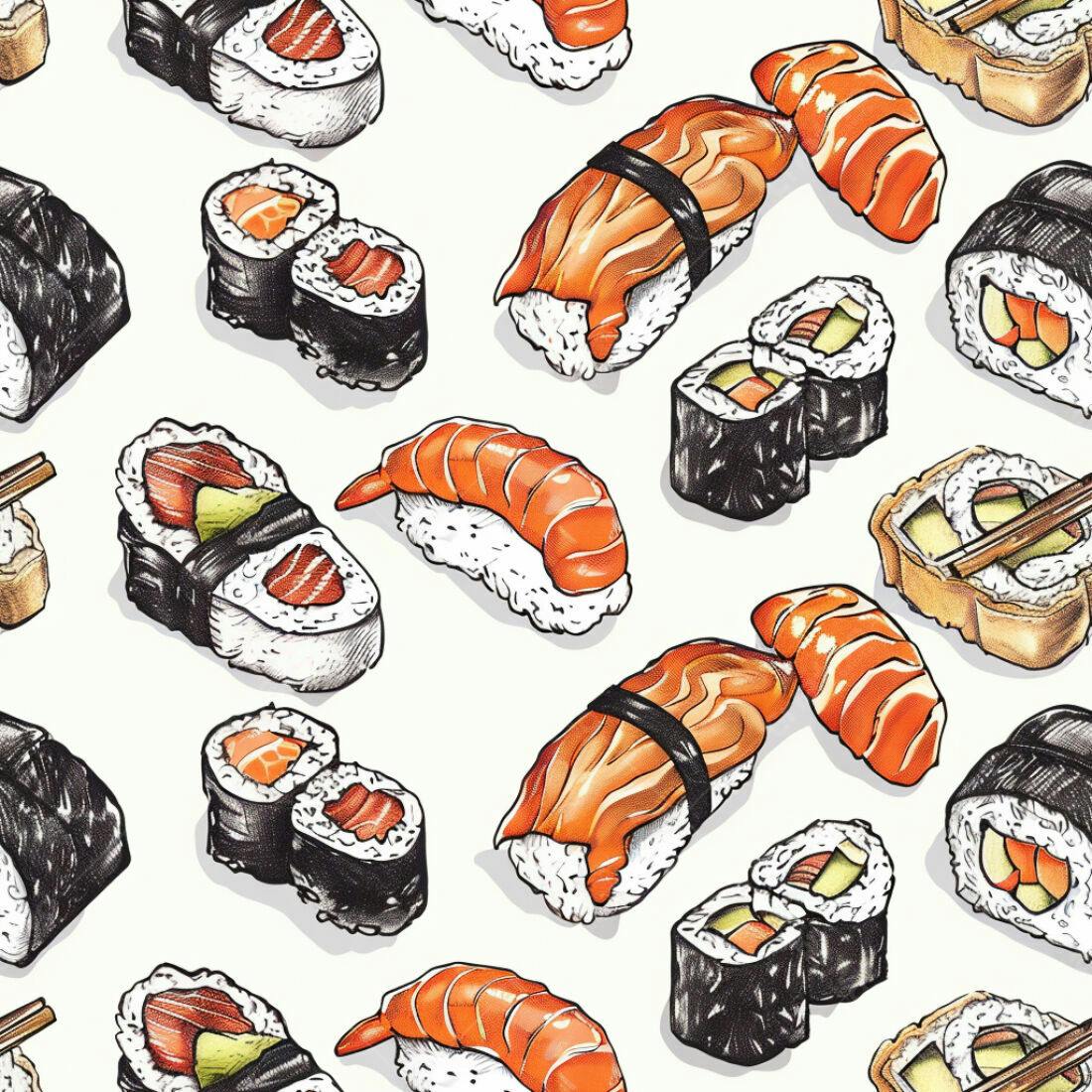 Textura Sushi Colorida para Fundo