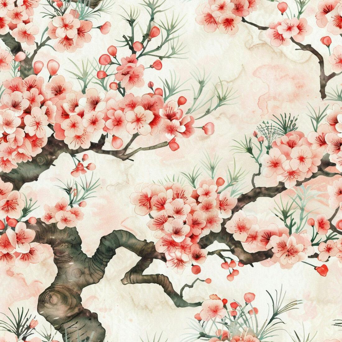 Textura Flores Cerejeira para Papel de Parede