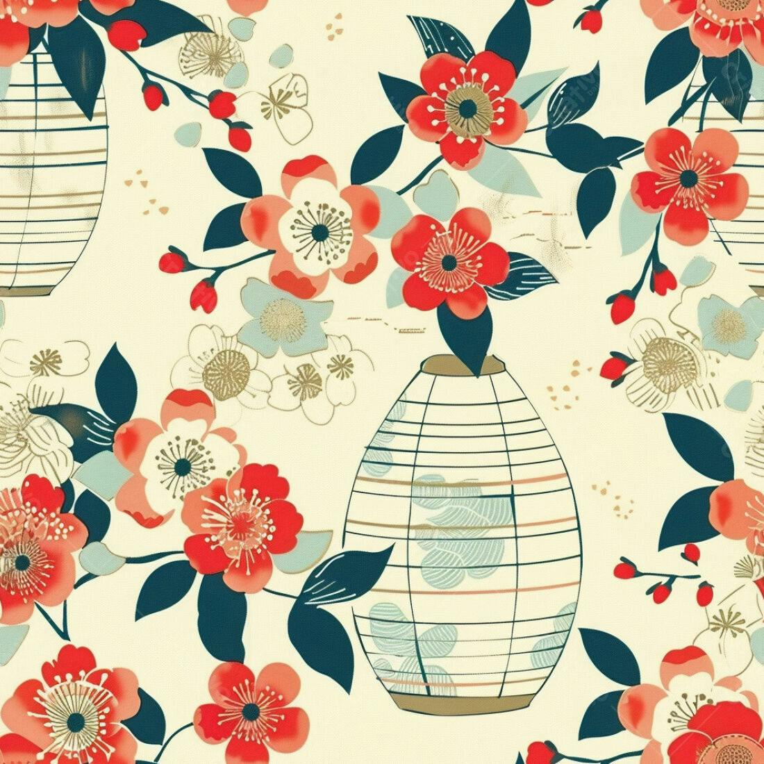 Textura floral japonesa para papel de parede