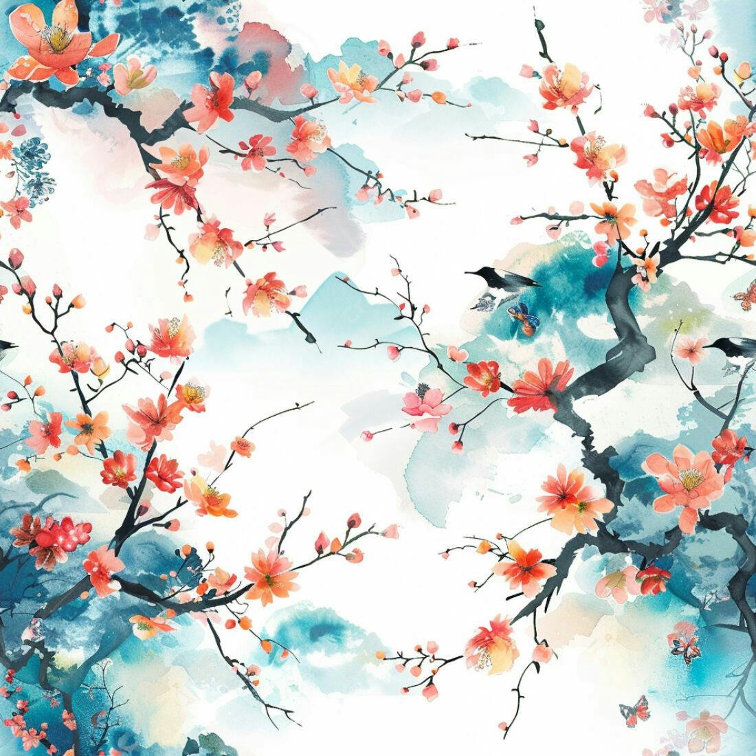 Textura floral aquarela para papel de parede
