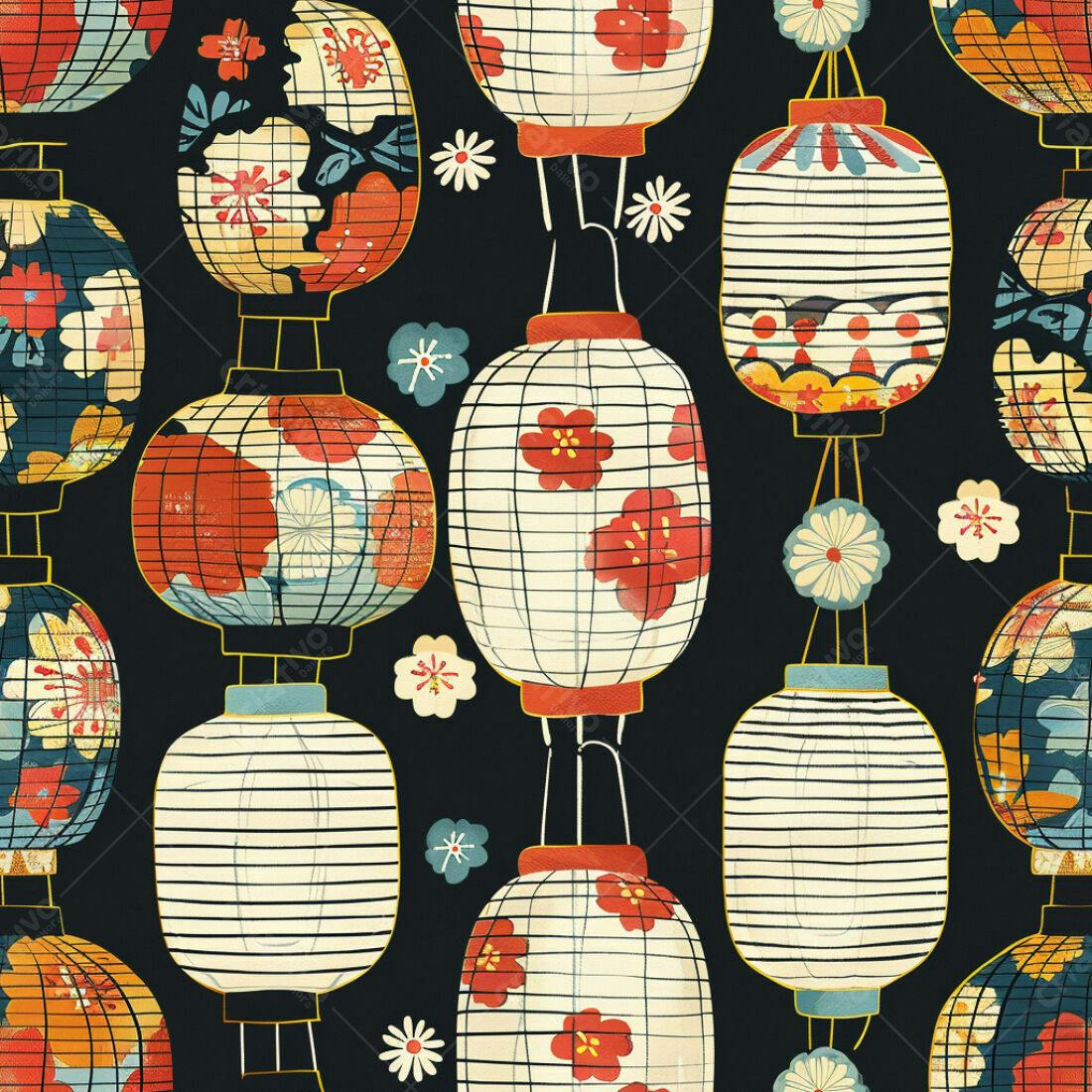 Textura Lanternas Japonesas para Papel de Parede