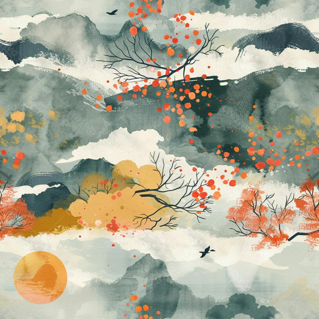 Textura Paisagem Oriental para Fundo