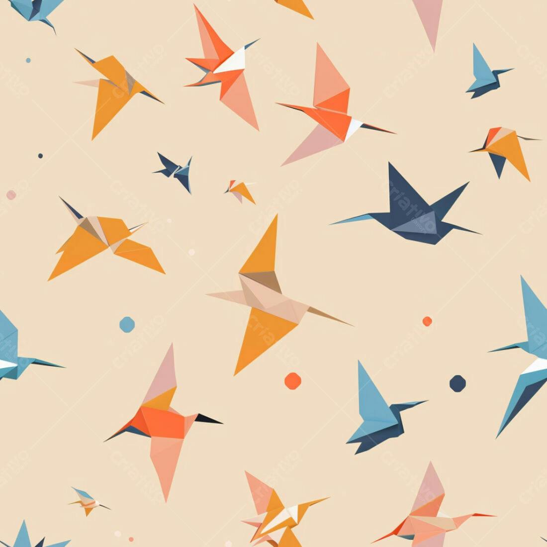 Textura pássaros origami para papel de parede