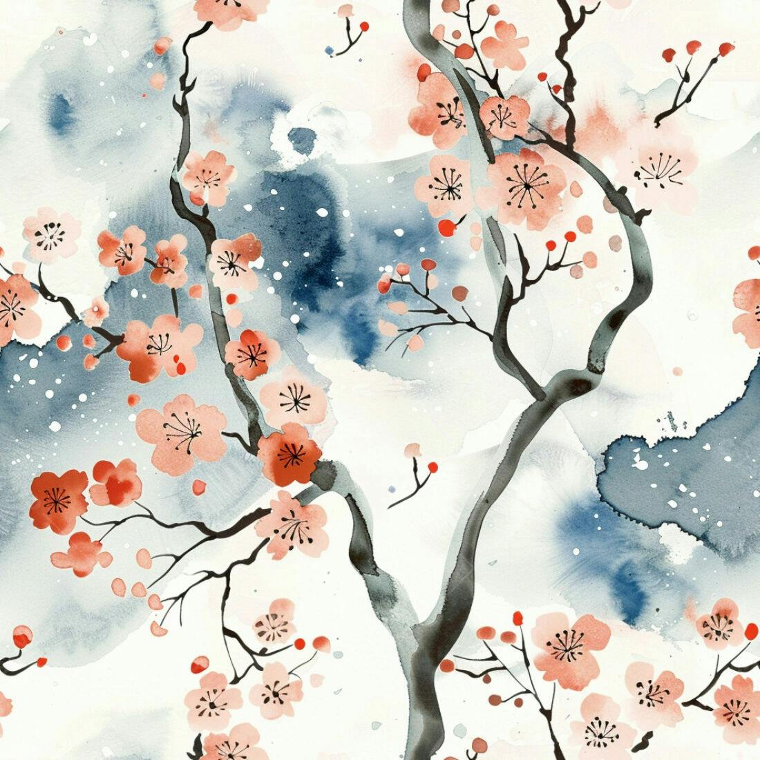 Textura Flores de Cerejeira para Papel de Parede