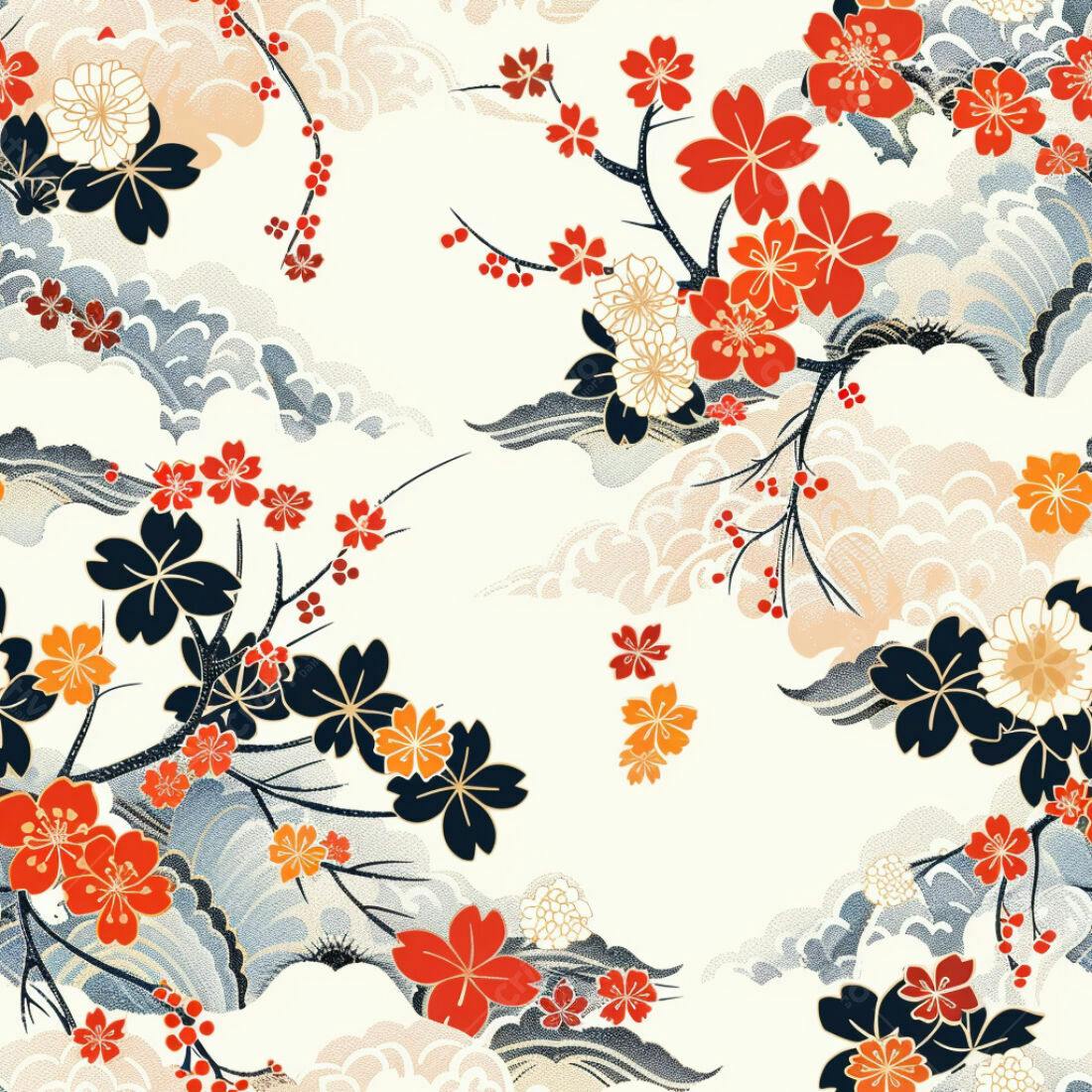 Textura floral japonesa para papel de parede