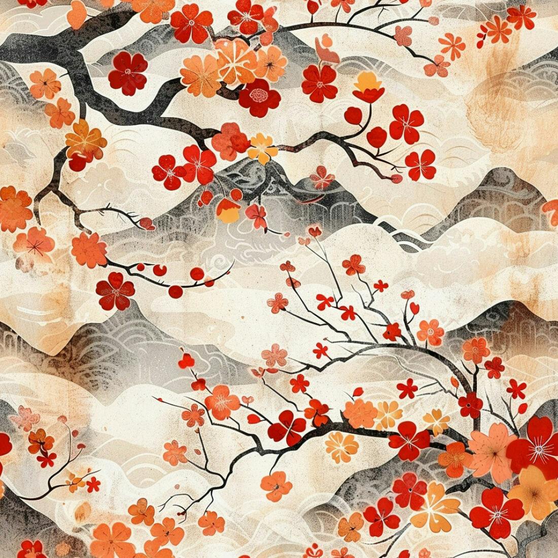 Textura floral japonesa para papel de parede