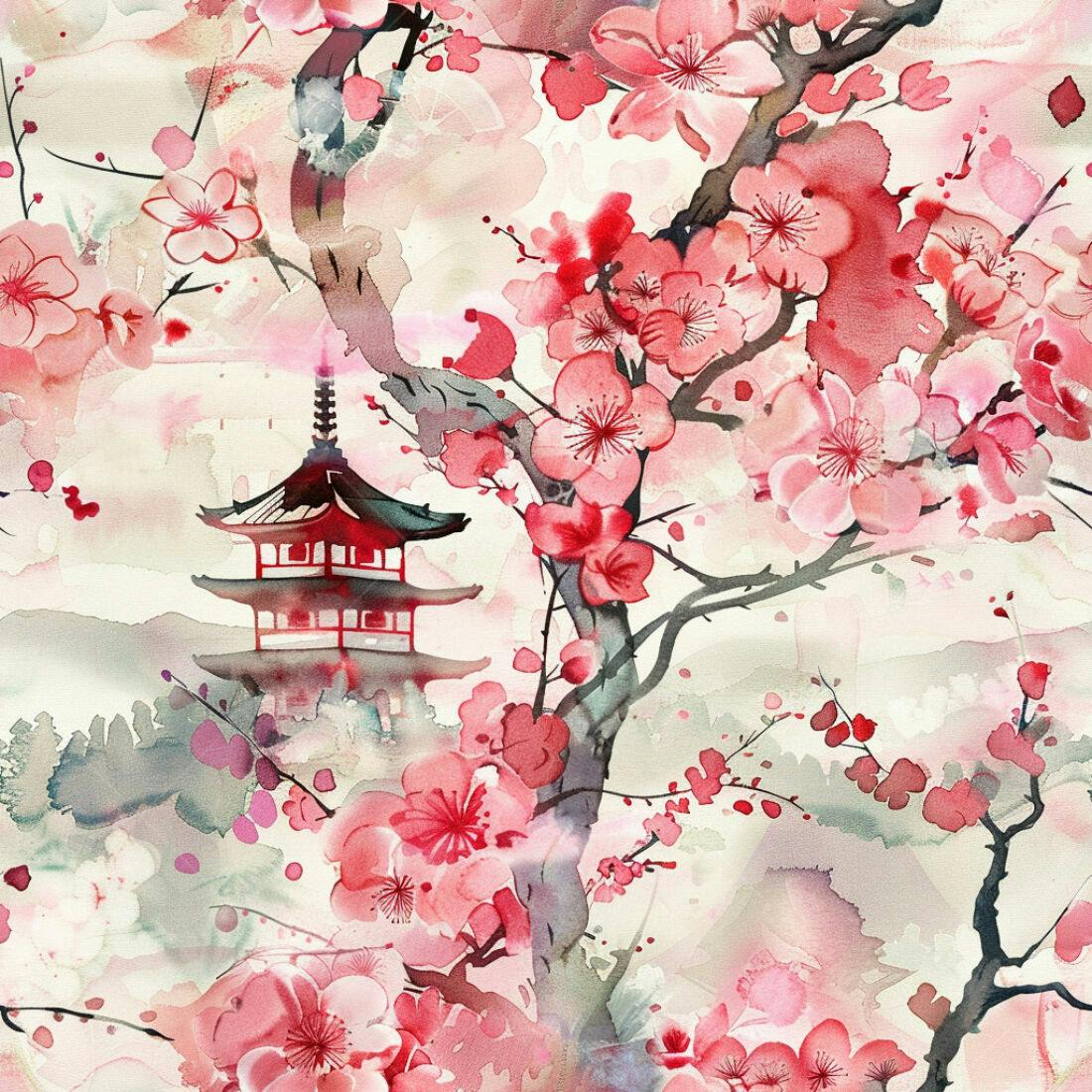Textura Floral Sakura para Papel de Parede
