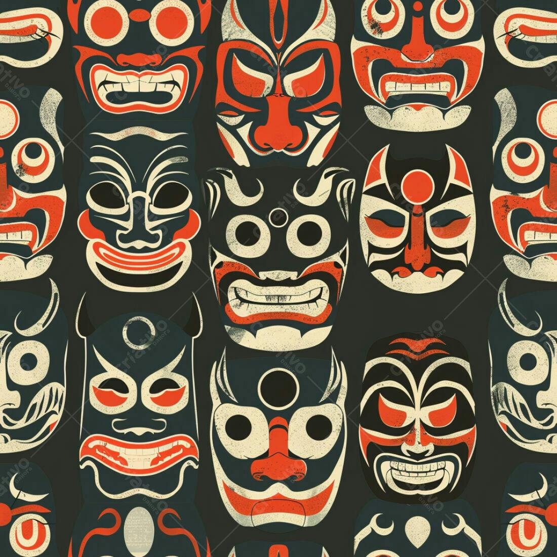 Textura máscaras japonesas para fundo