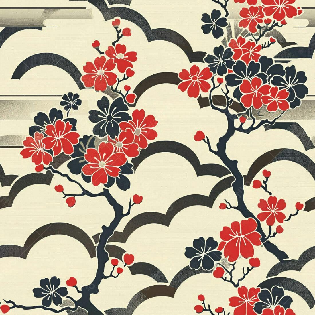 Textura floral japonesa para papel de parede