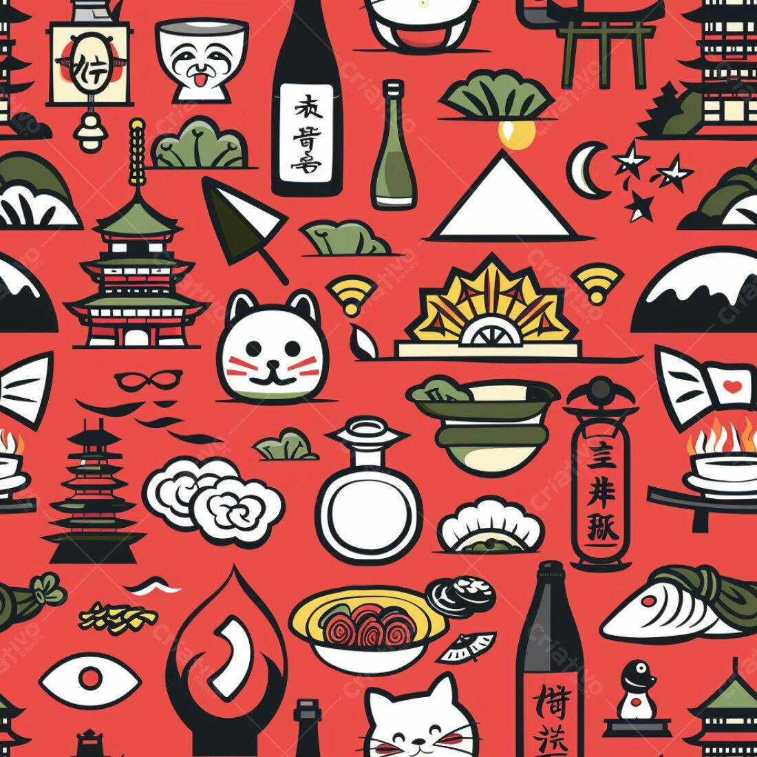 Textura Japonesa para Fundo Estilo Kawaii