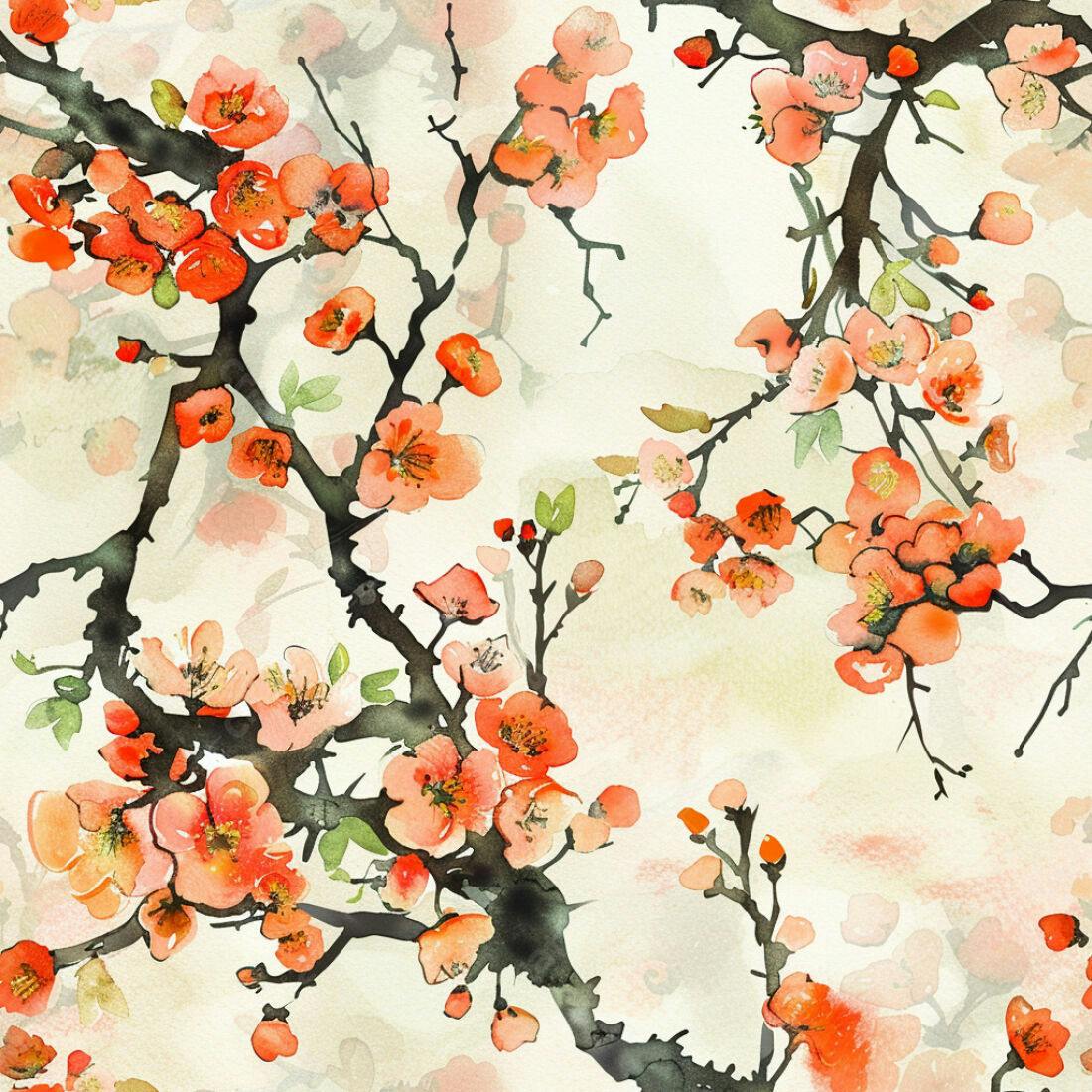 Textura Flores Cerejeira para Papel de Parede