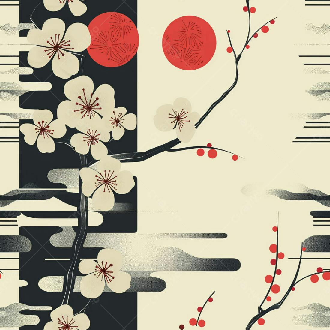 Textura Floral Japonesa para Fundo