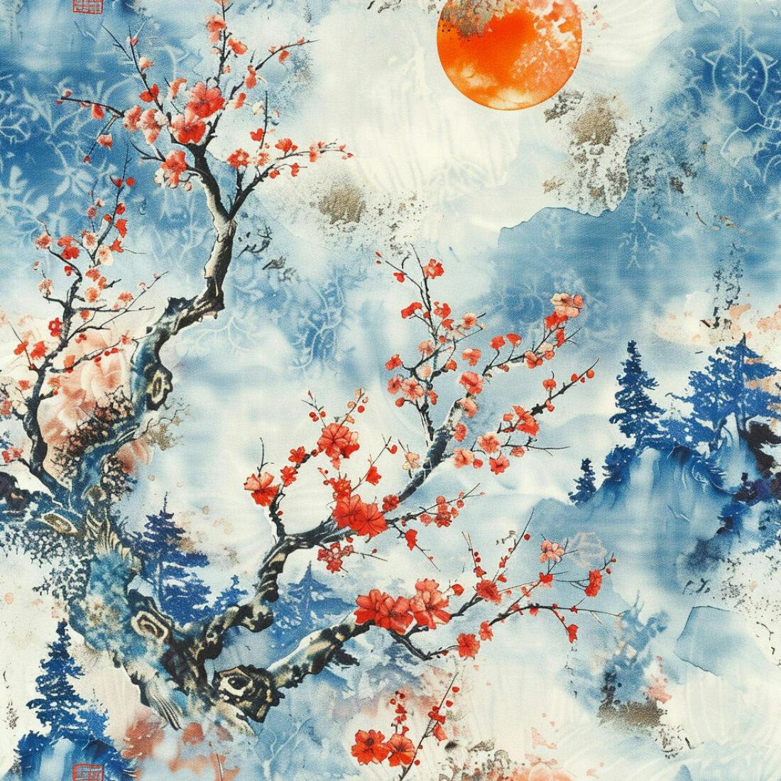 Textura paisagem oriental para fundo