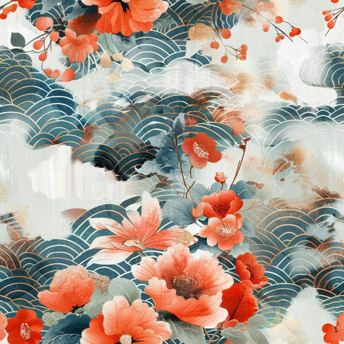 Textura Floral Japão para Papel de Parede