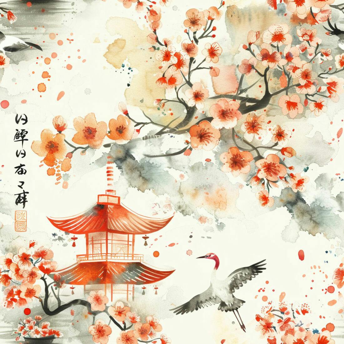 Textura aquarela flores cerejeira para fundo
