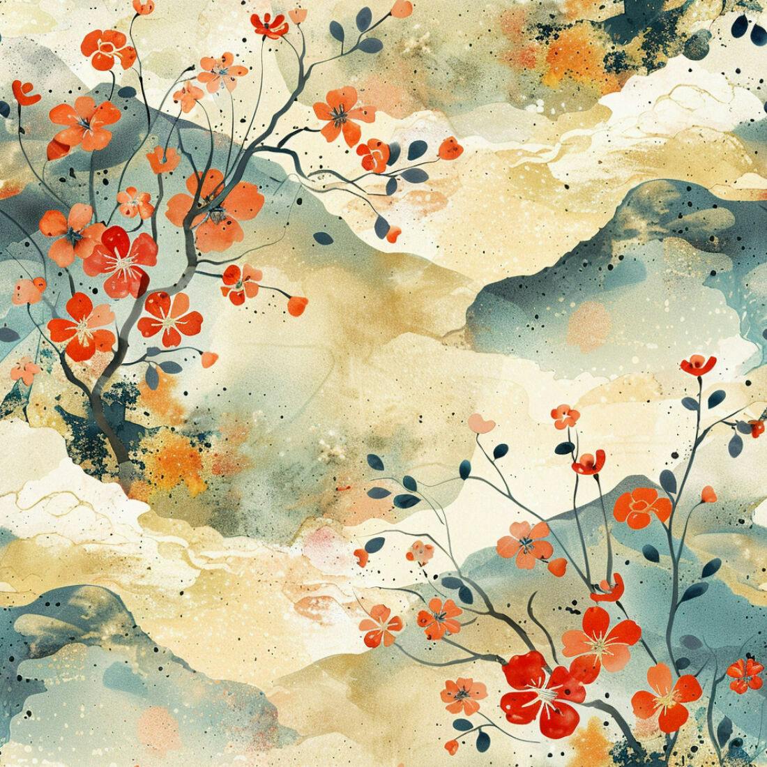 Textura floral aquarela para papel de parede