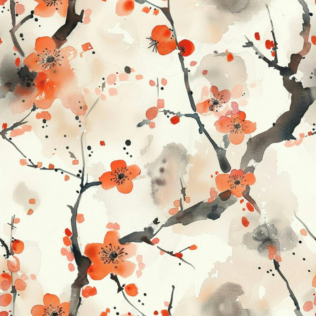 Textura Floral Árvore de Ameixa para Papel de Parede