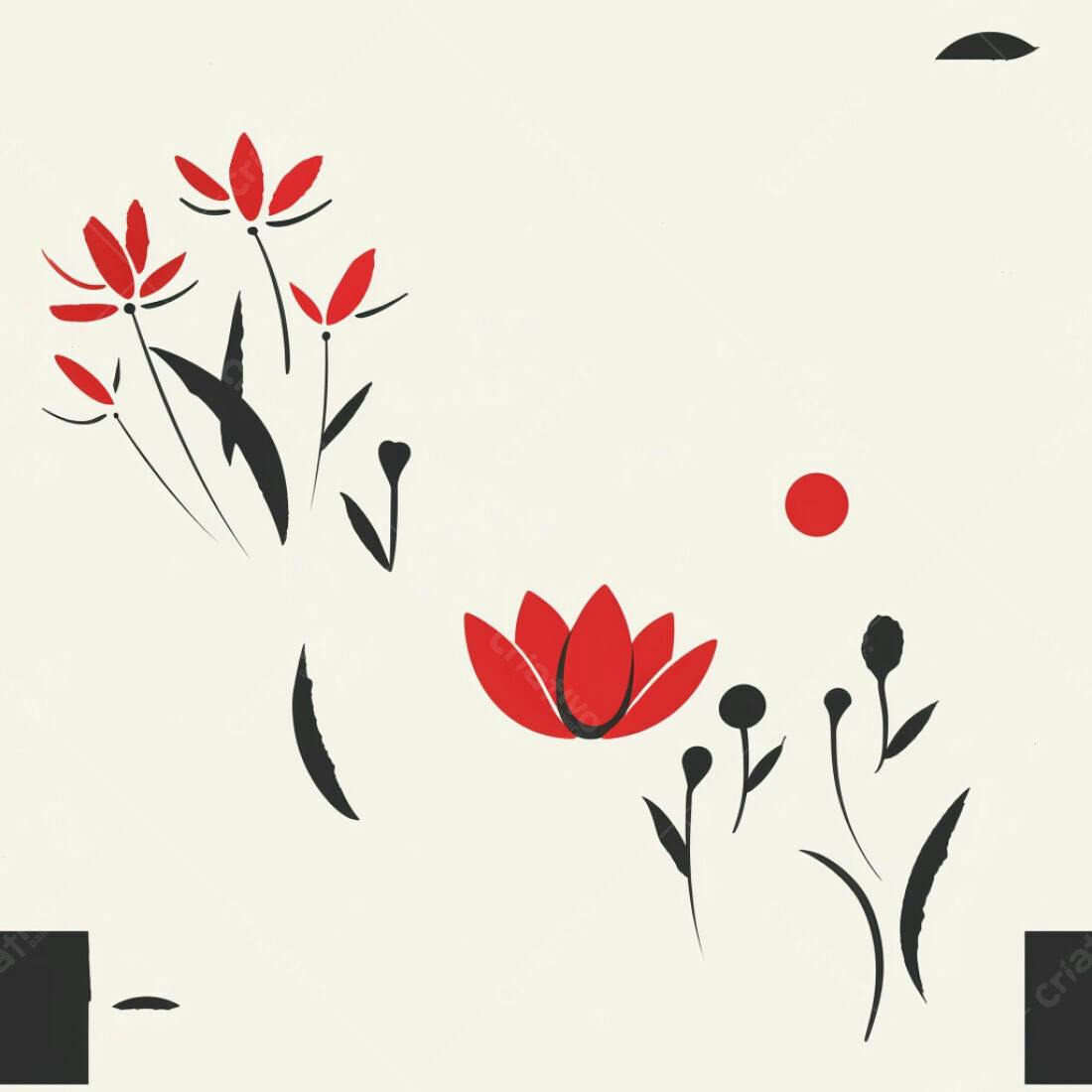 Textura Floral Vermelha e Preta para Fundo