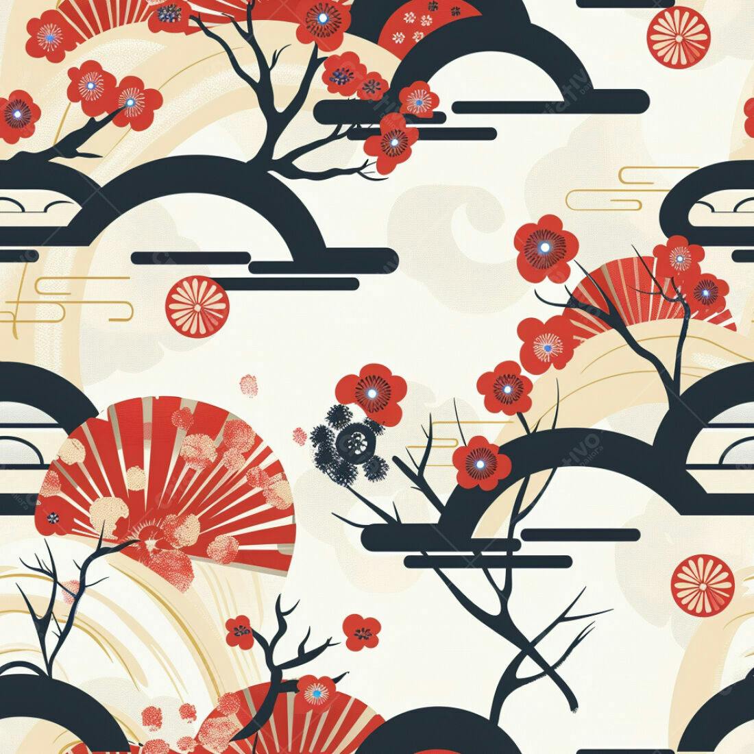 Textura floral japonesa para papel de parede