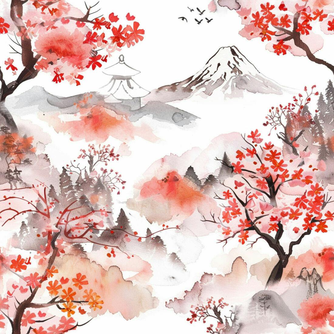 Textura Paisagem Japonesa para Papel de Parede