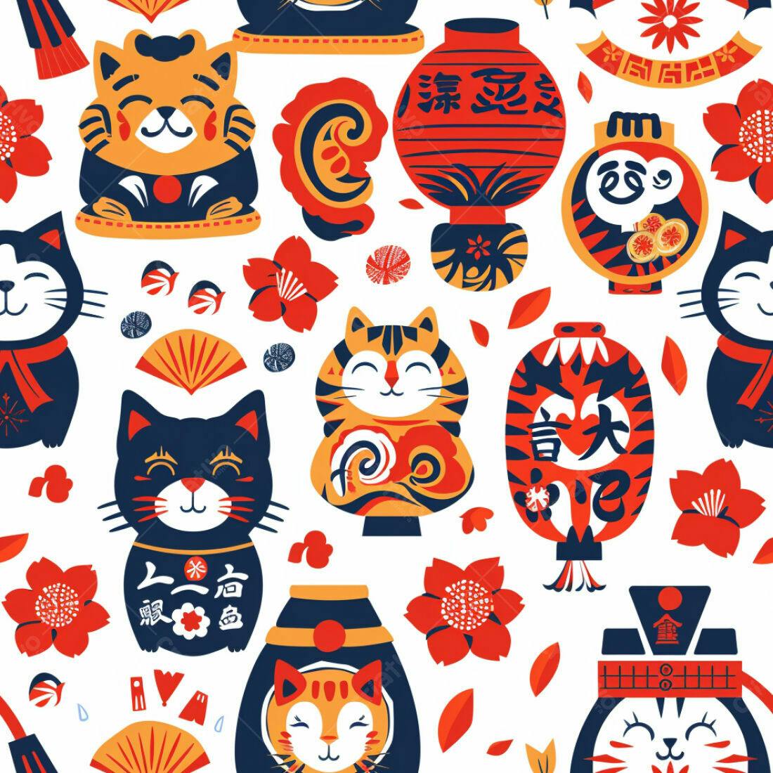 Textura Gato Japonês para Papel de Parede
